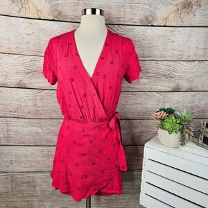 Ottowa Anthropologie Wrap Mini Dress Short Sleeve Casual Pink XS‎